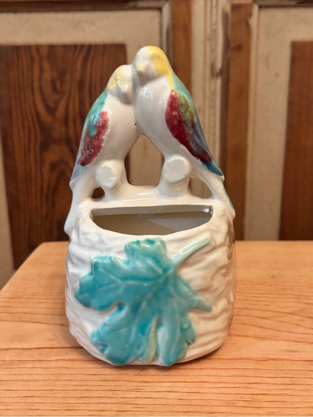 Morton Art Ceramic Bird Wall Pocket with Love Birds